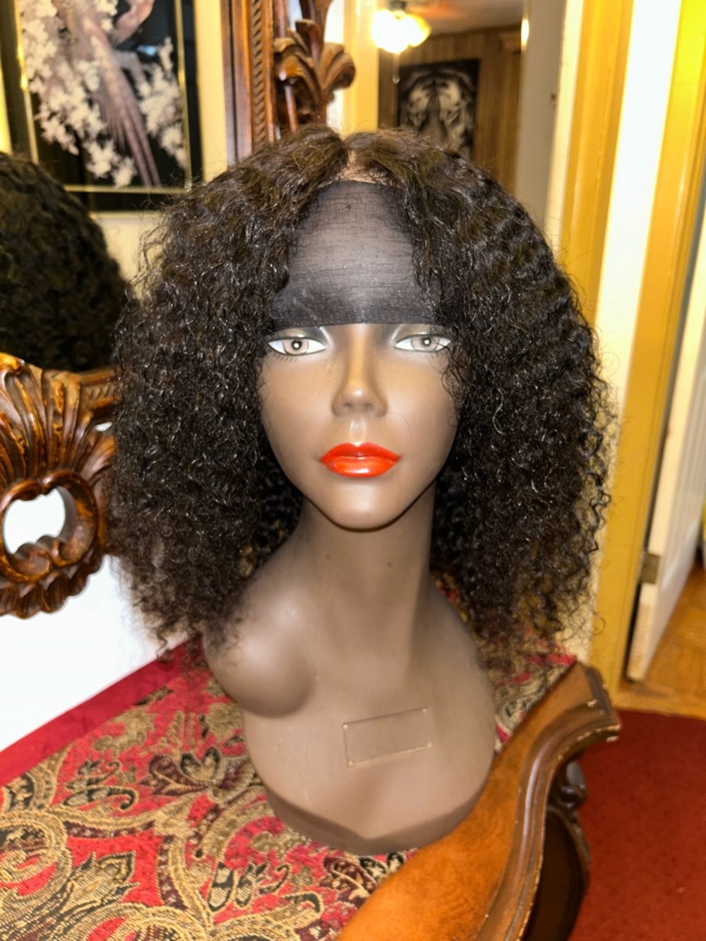 Natural Black Curly Lace Front Wig - Women Hair